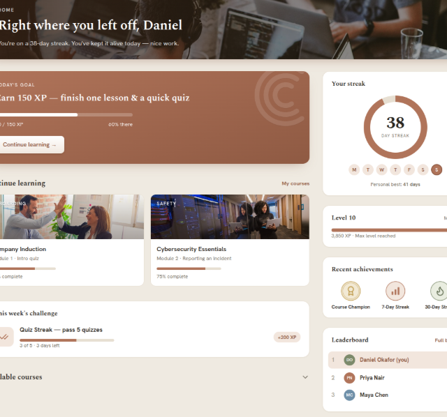 Cadence, the logged-in homepage